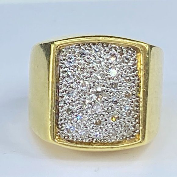 18K yellow gold 0.45ct round diamond polish men's ring 20.8g s8.5 JR7508